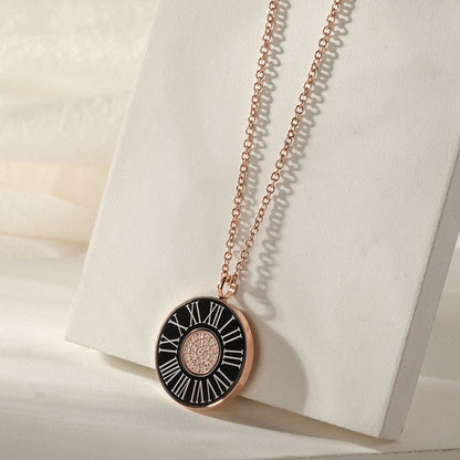 ROMAN NUMERALS SHELL PENDANT NECKLACE