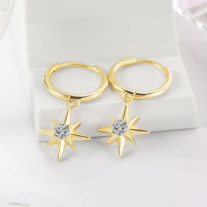 Starburst Dangle Hoop Earrings