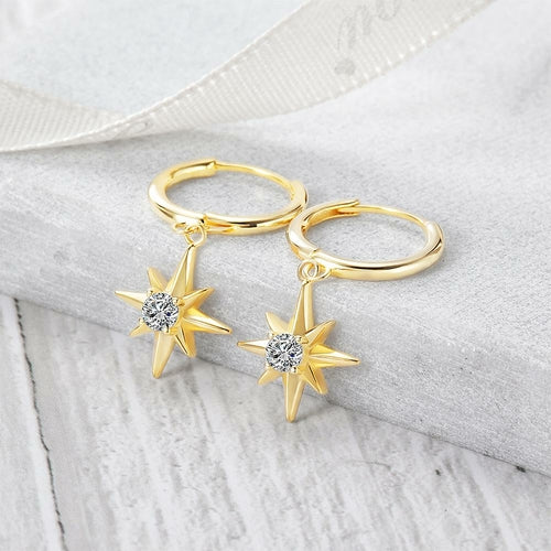 Starburst Dangle Hoop Earrings