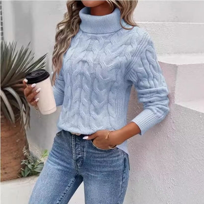 Women's Cable-knit Turtleneck Sweater.