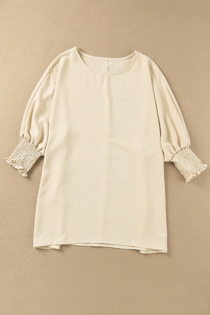 Casual Shirred Cuffs Half Sleeve Blouse