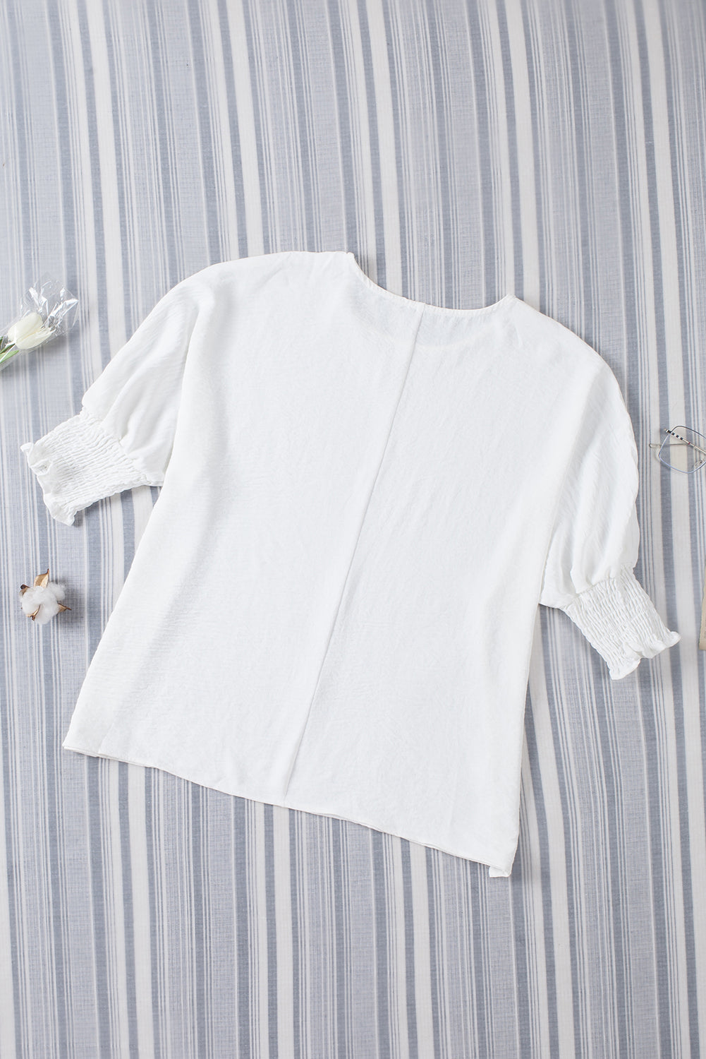 Casual Shirred Cuffs Half Sleeve Blouse