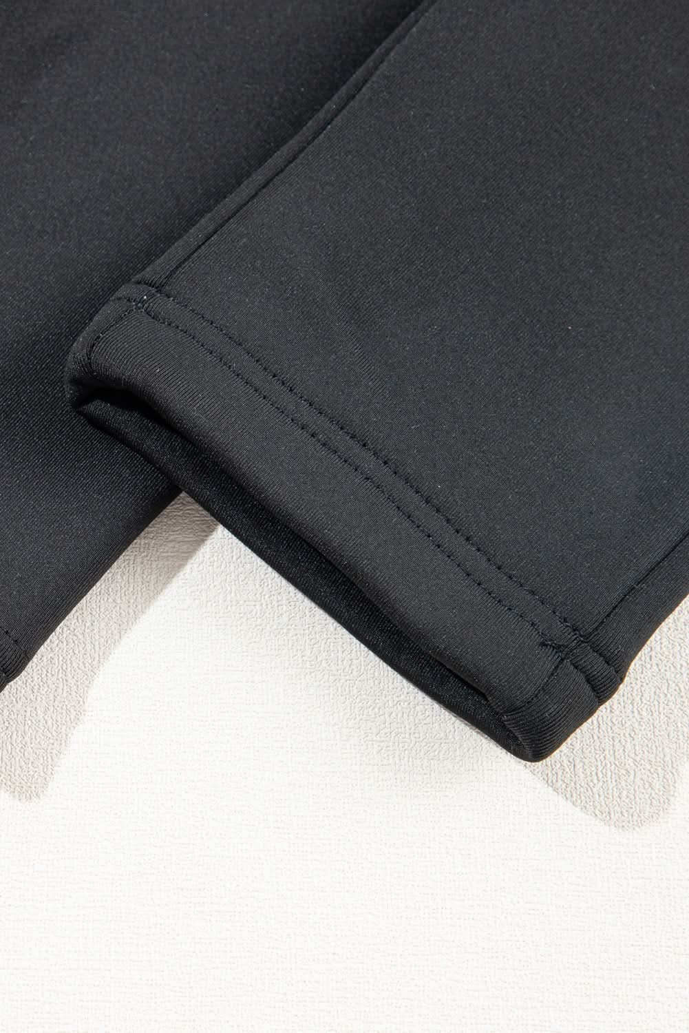 Black Fleece Lining Winter Thermal High Waist Leggings.