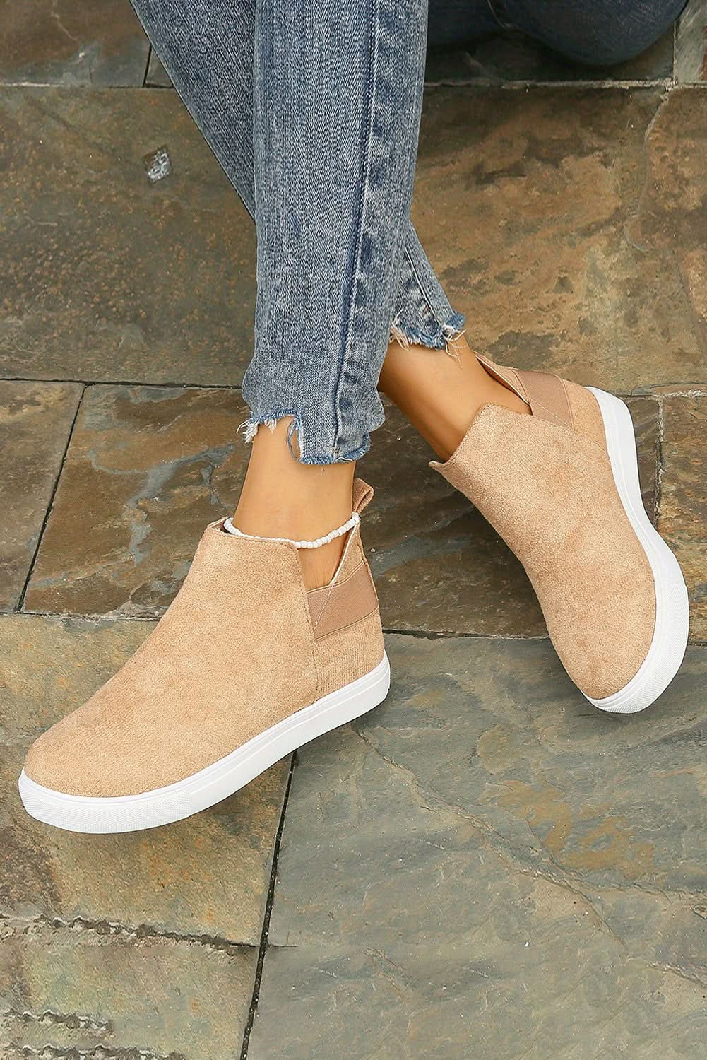 Camel High Top Slip-on Casual Sneakers.