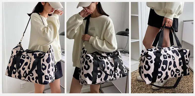 Women Travel Duffel Bag Cow Pattern Handbag