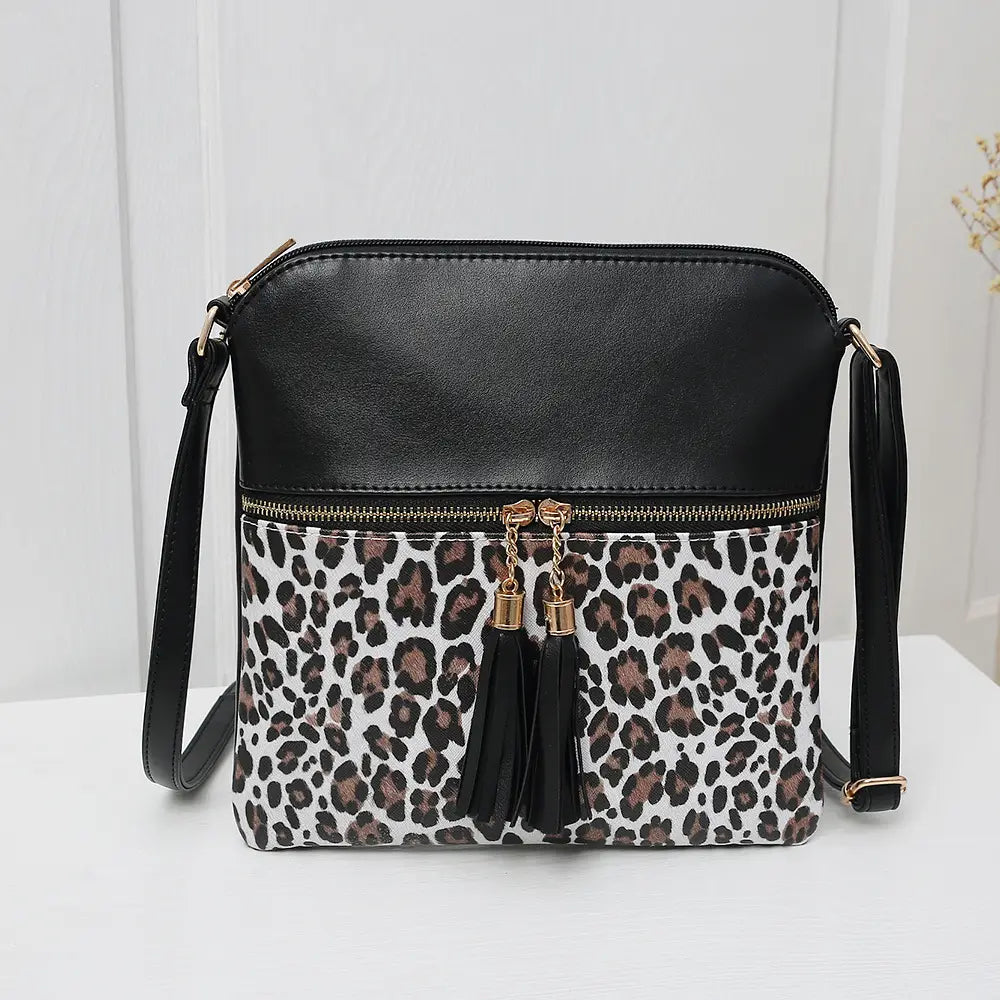 Foreign Trade New Hit Color Leopard Print Tassel Bag