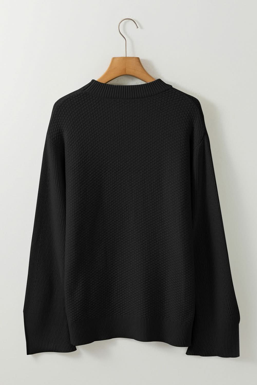 Dark Green Textured Knit Sweater.