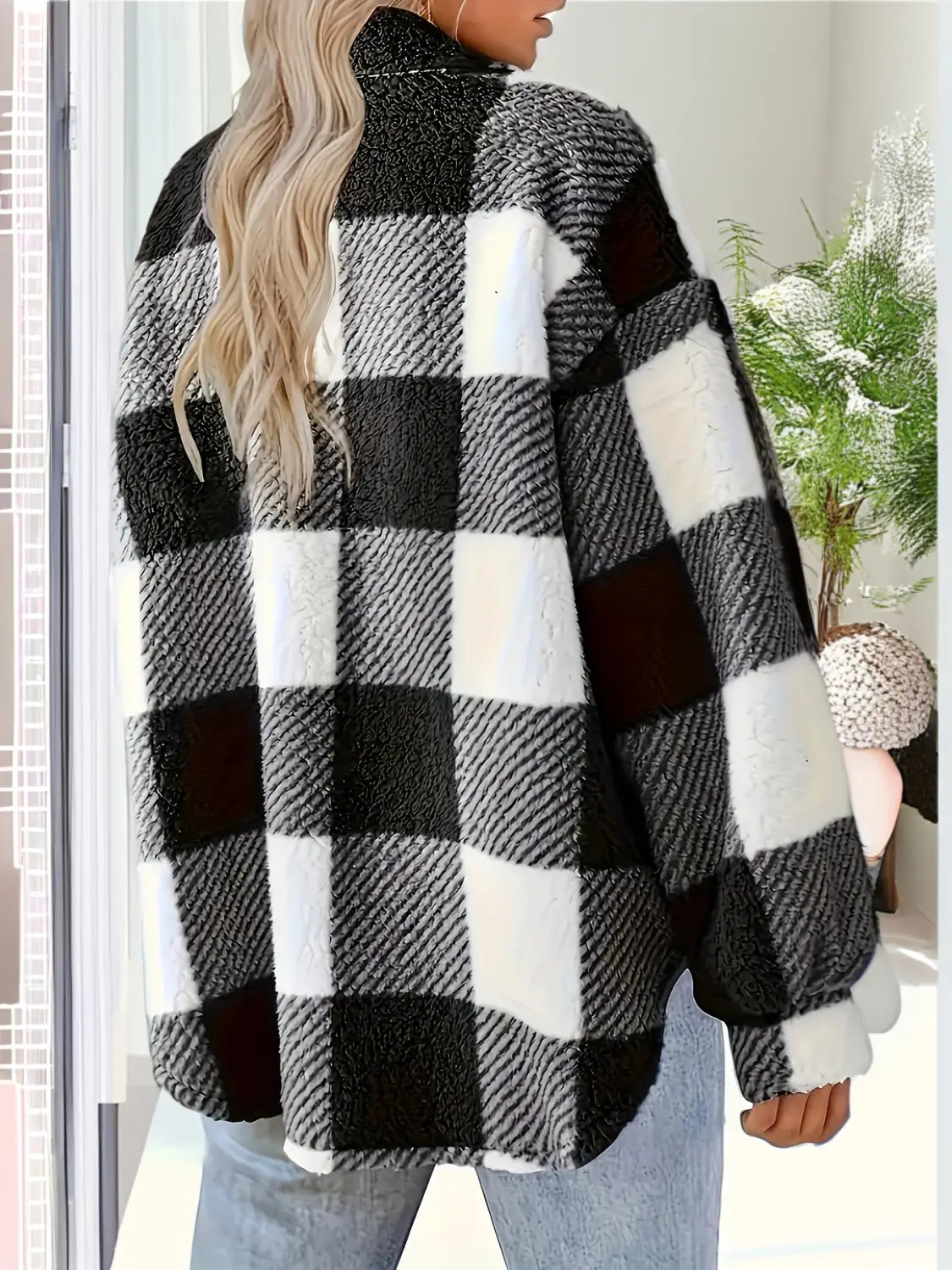 Colored Mosaic Rag Button Coat For Women Warmth Retention Material