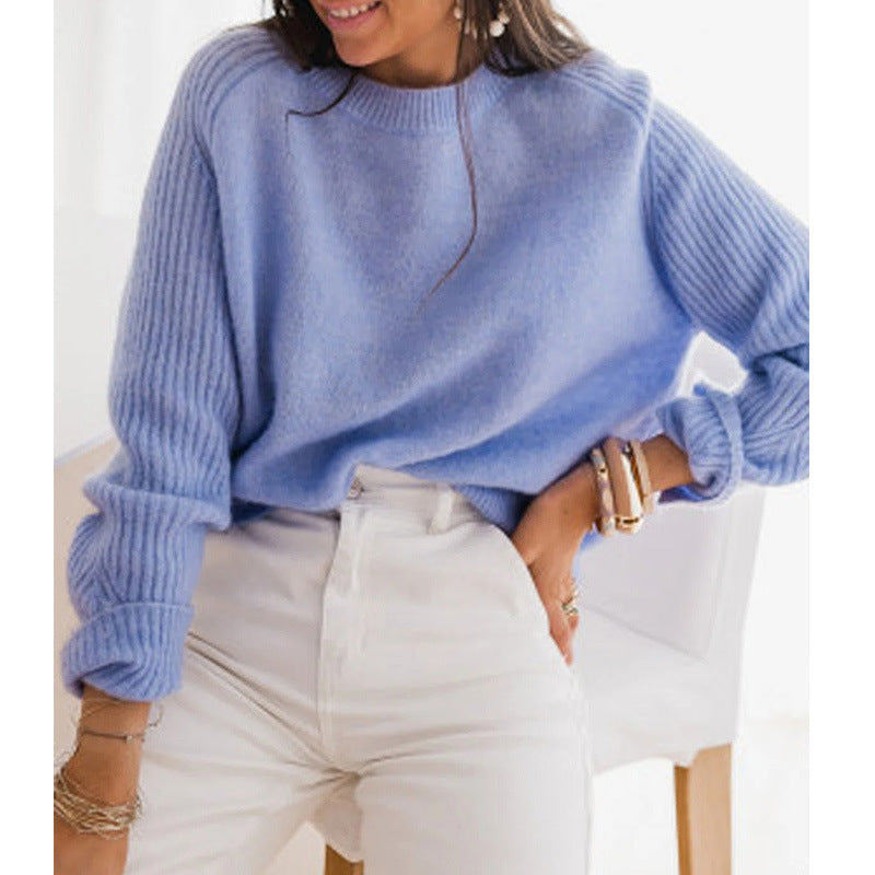 European Milk Blue Bedford Cord Sweater