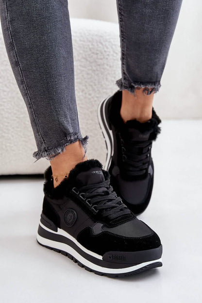 Designer Sneakers for Woman - Big Star Suede & Fabric Platform Pair