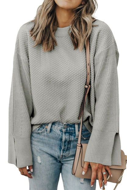 Dark Green Textured Knit Sweater