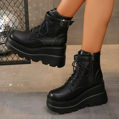 Wedge Black Slimming Martin Booties