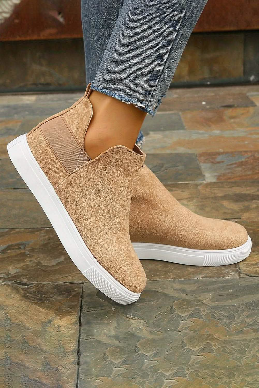 Camel High Slip-on Casual Sneakers for Stylish Comfort