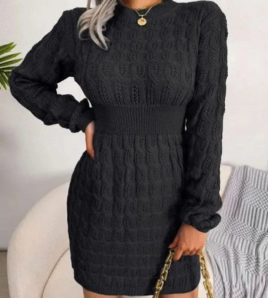 Casual Twist Waist Wrap Hip Dress Bottoming Sweater.