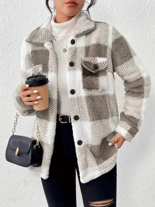 Colored Mosaic Rag Button Coat For Women Warmth Retention Material.