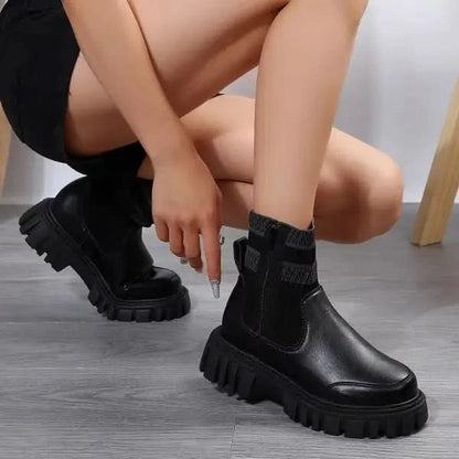 Fashion Mid-tube Boots With Zipper Design Non-slip Boots.