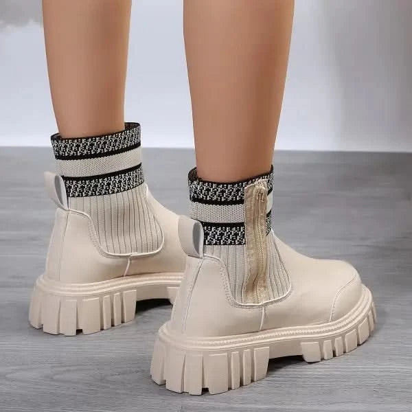 Fashion Mid-tube Boots With Zipper Design Non-slip Boots.