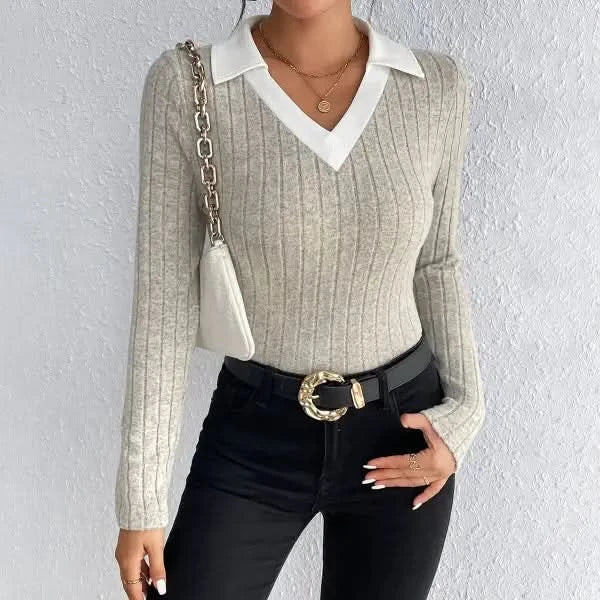 Fashion Women's Simple Knitting Bottoming Shirt.