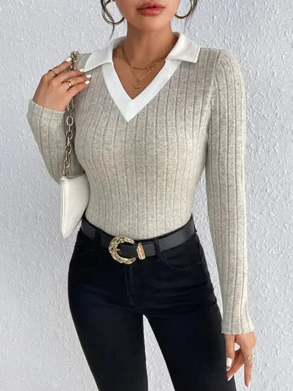 Fashion Women's Simple Knitting Bottoming Shirt.