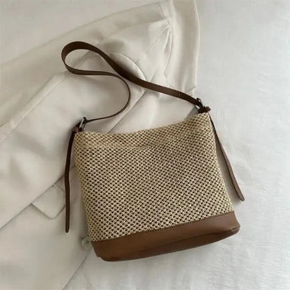 Large Capacity Summer Seaside Vacation Beach Woven Straw Bag.