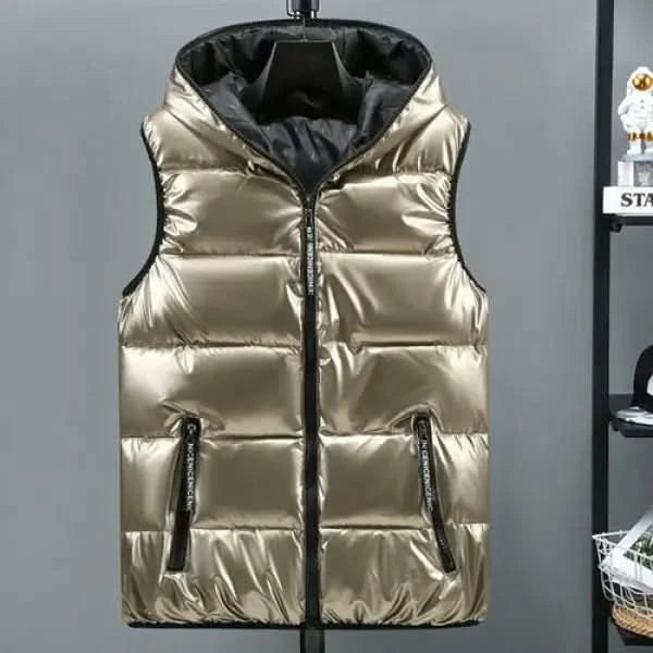 New Women Winter Vests Hooded Short Bright Color Vest Cotton Padded Sl Gold / 5XL For 95 KG Womans Jacket classy womens