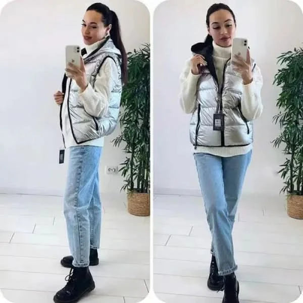 New Women Winter Vests Hooded Short Bright Color Vest Cotton Padded Sl Womans Jacket classy womens tips on fashion new