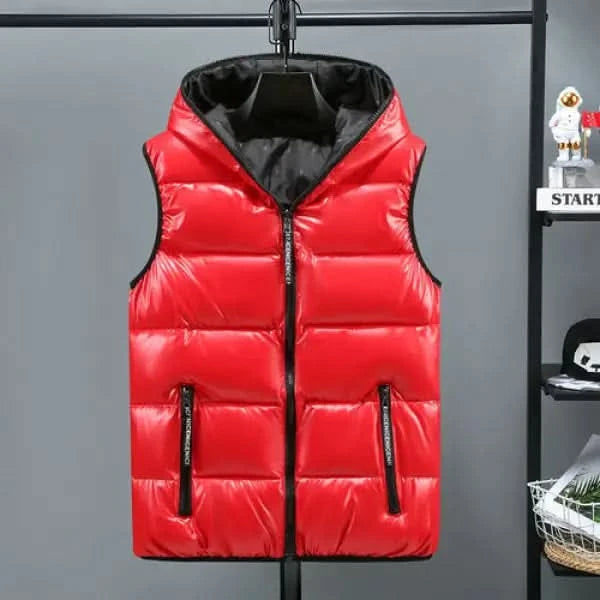 New Women Winter Vests Hooded Short Bright Color Vest Cotton Padded Sl Red / 3XL For 75 KG Womans Jacket classy womens