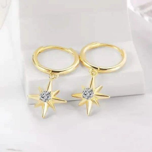 Starburst Dangle Hoop Earrings.