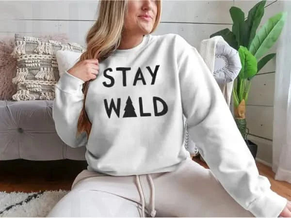 Stay Wild Calligraphic Brush Lettering Hoodie.