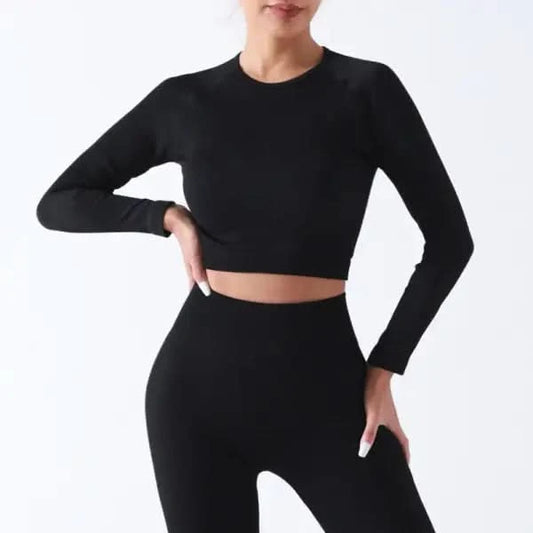 Threaded Round Neck Long Sleeved Shirt.