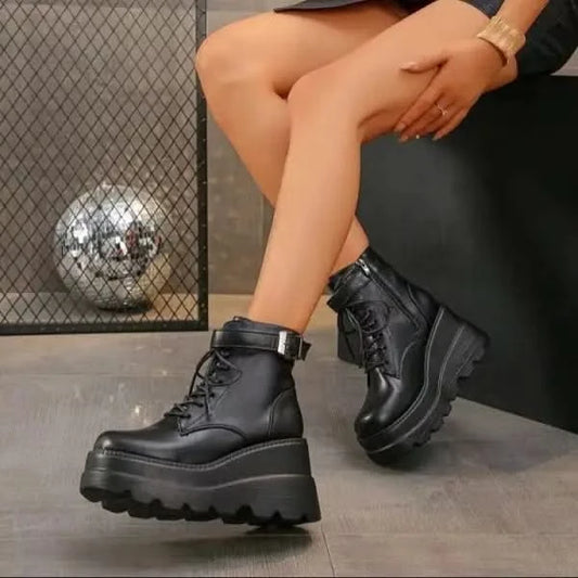 Wedge Black Slimming Martin Booties.