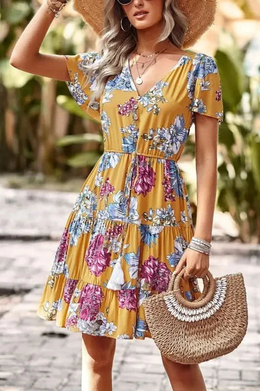 Women Summer Casual Printed Maxi Dress Party Evening Dresses.