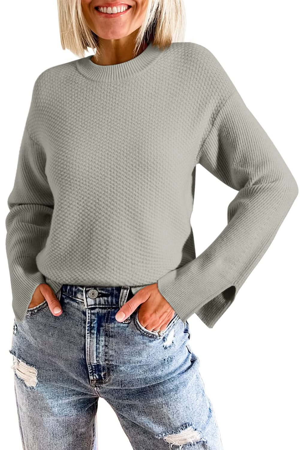 Dark Green Textured Knit Sweater