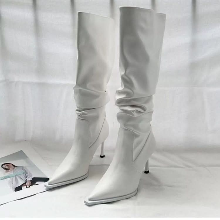 European And American Pointed Pleated High Boots Women.