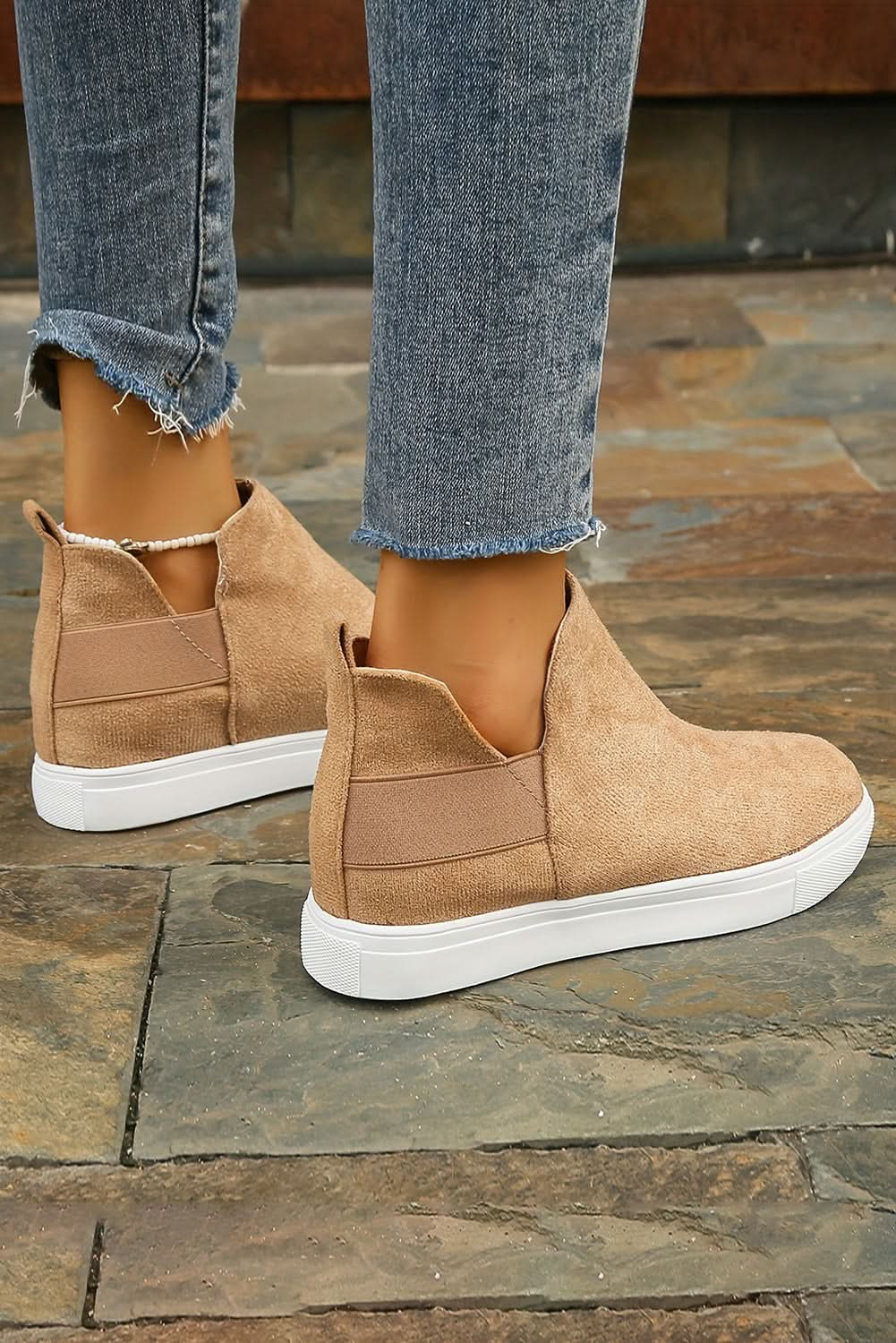 Camel High Top Slip-on Casual Sneakers.