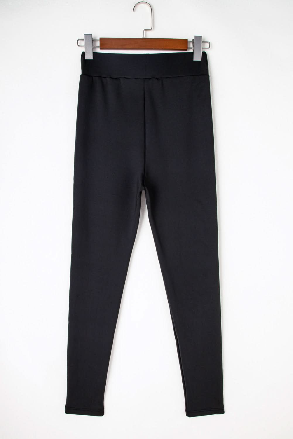 Black Fleece Lining Winter Thermal High Waist Leggings.