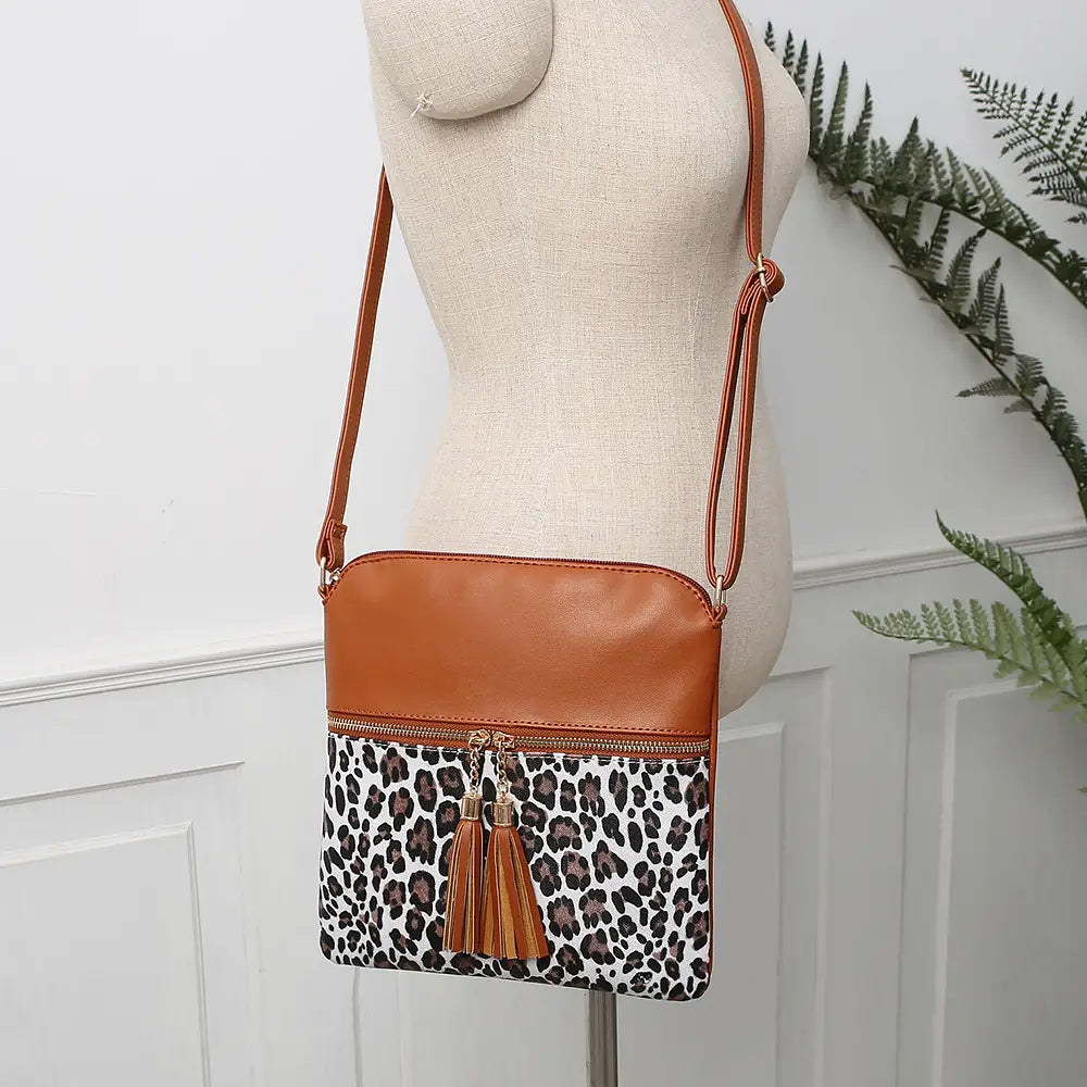 Foreign Trade New Hit Color Leopard Print Tassel Bag