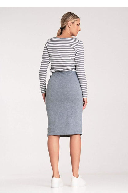 Day Dress Daydress: Figl Elegance Striped White-Grey