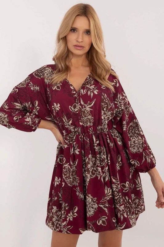 Day Dress Daydress: Italy Moda Floral Dark Red