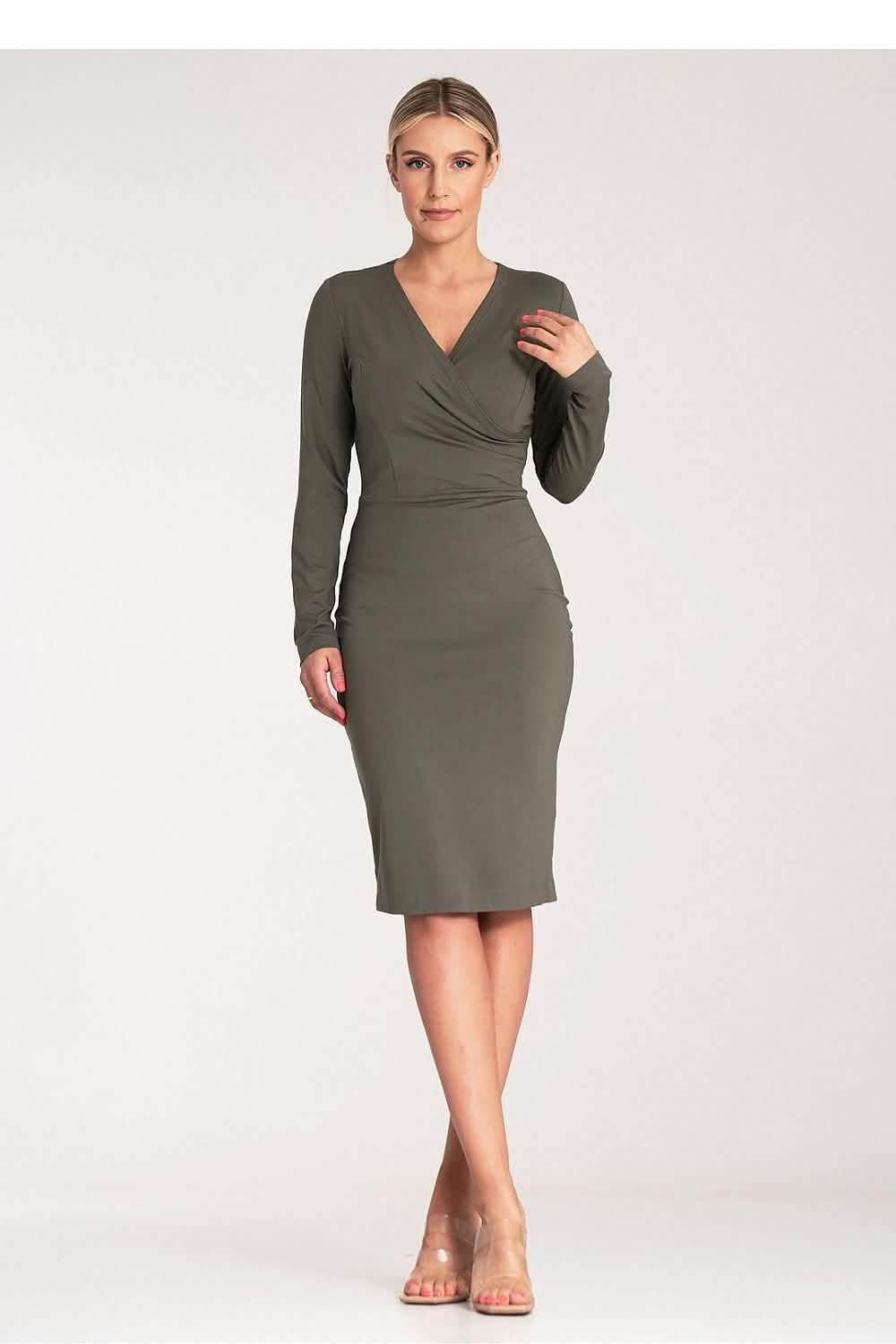 Day Dress Daydress: Midi Dress Elegance Olive Green