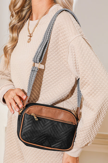 Black Quilted Faux Leather Crossbody Bags Trendy - Timeless Elegance