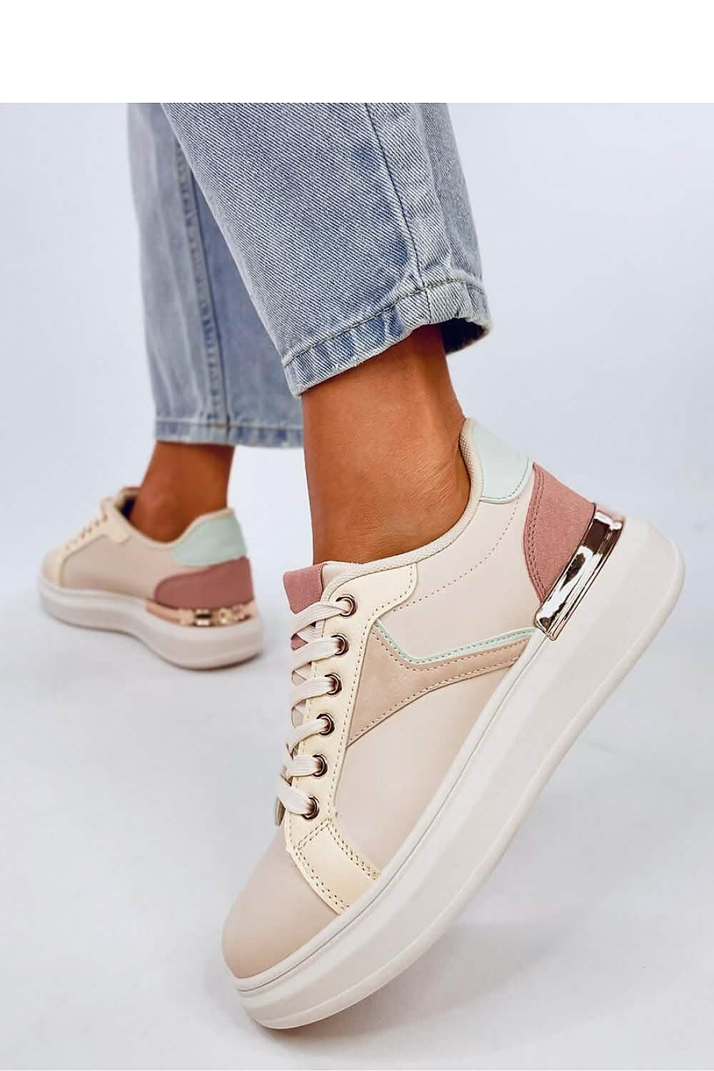 Ecological Leather Sneakers for Women in Pastel Colors