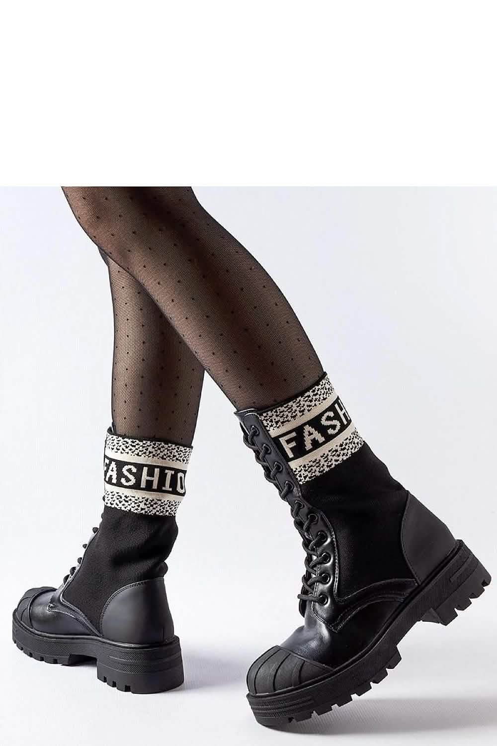 Stylish Boots Wearing Comfort with Daria Inscription Black Sock Boots