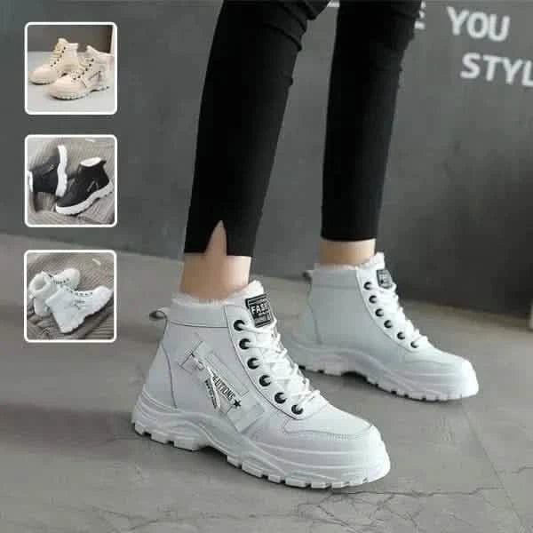 Stylish Boots Fleece Lace-up Winter Boots with Plush Fleece for Cozy Style