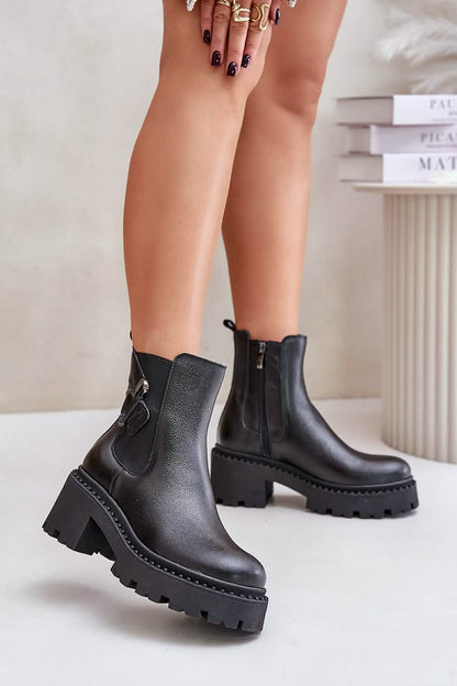 Stylish Boots High-quality Natural Leather Heel Boots for Comfort and Stability