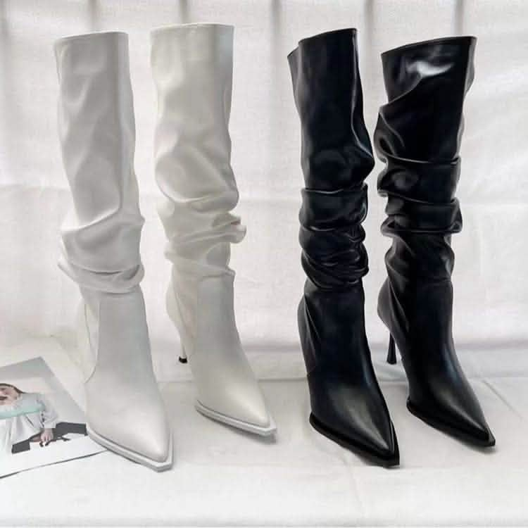 Stylish Boots Pointed Pleated High Boots for Style and Sophistication