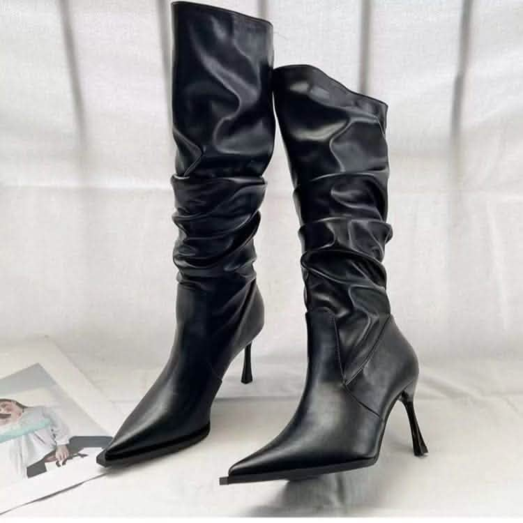 Stylish Boots Pointed Pleated High Boots for Style and Sophistication