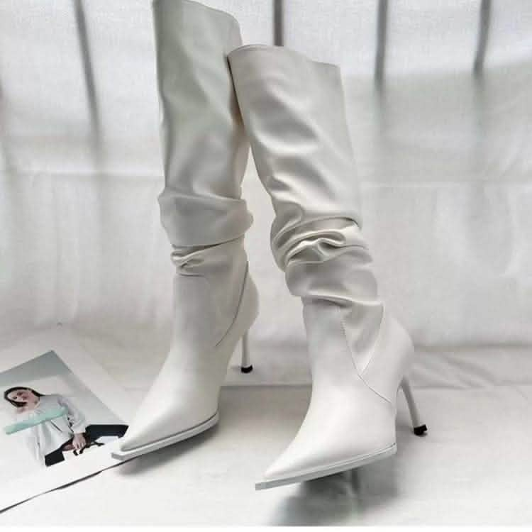 Stylish Boots Pointed Pleated High Boots for Style and Sophistication