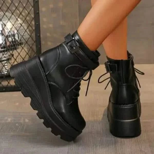 Wedge Black Slimming Martin Booties.