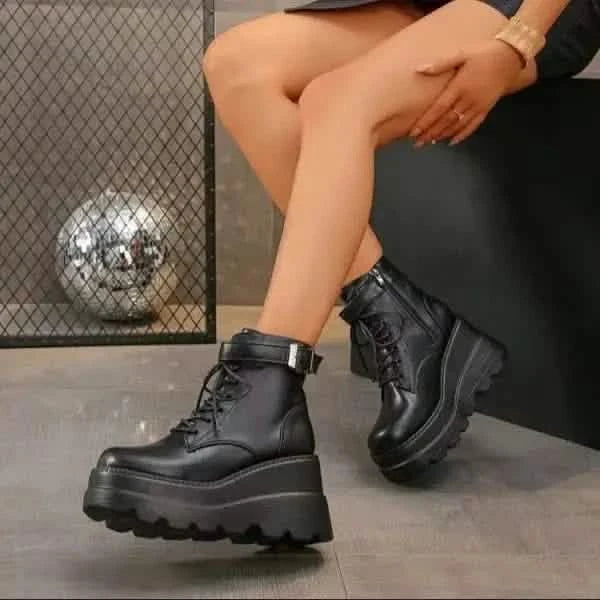 Wedge Black Slimming Martin Booties.